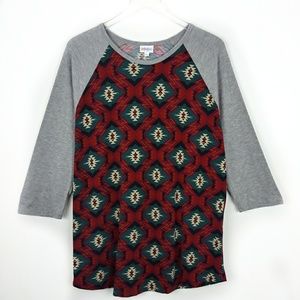 LuLaRoe aztec print tunic top raglan sleeve sz 2xl